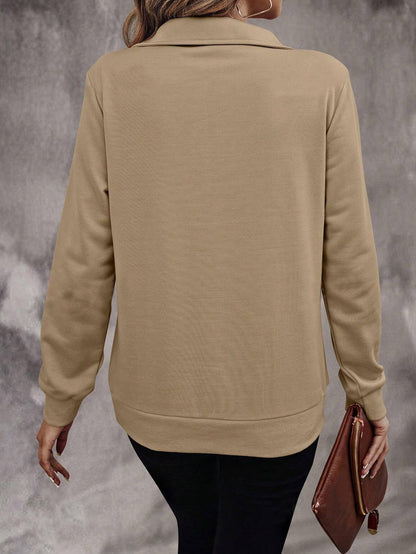 TAGAS Womens Casual Half Zip Pullover Sweatshirt, Long Sleeve Stand Collar Lightweight Top