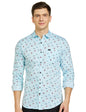 The Indian Garage Co Men Blue Conversational Printed Slim Fit Cotton Casual Shirt
