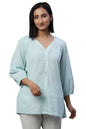 Aurelia WomenS Cotton Striped Regular Kurti (24Fea30426_Blue