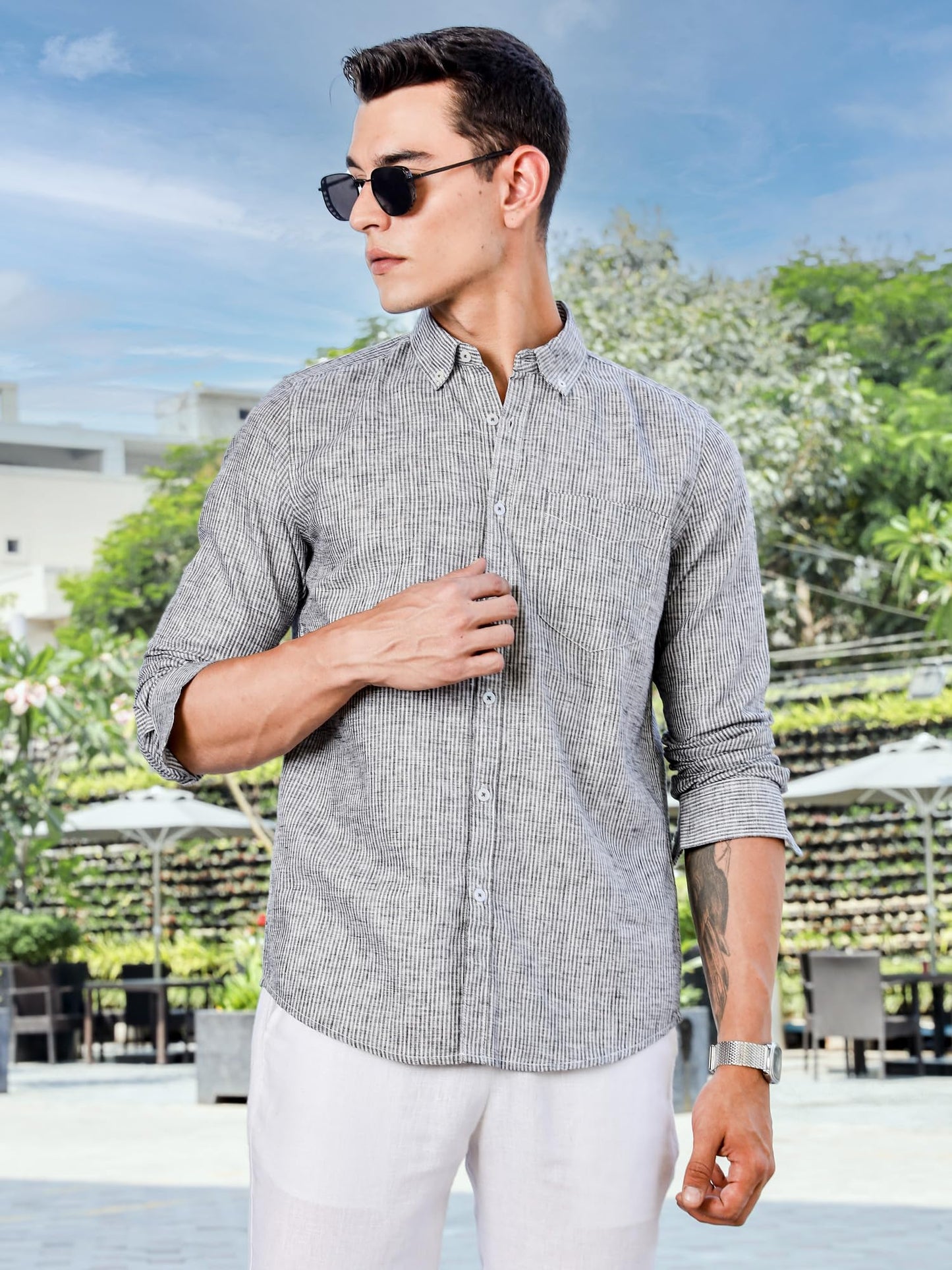 Thomas Scott Slim Fit | Button Down Collar | American Style Pocket | Long Sleeve | Shirts for Men (Available in Plus Size) Black