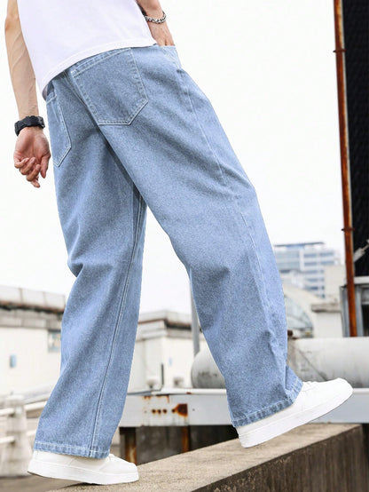 Kotty MenS Solid Zero Gravity Baggy Storm Breaker Shadow Jeans(Blue,28)