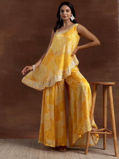 Libas Womens Printed Silk Blend Co-Ord Set For Women Yellow