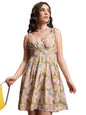 Ketch WomenS Polyester Flare Dress Mini Khj6000647_Pink/Green Multi