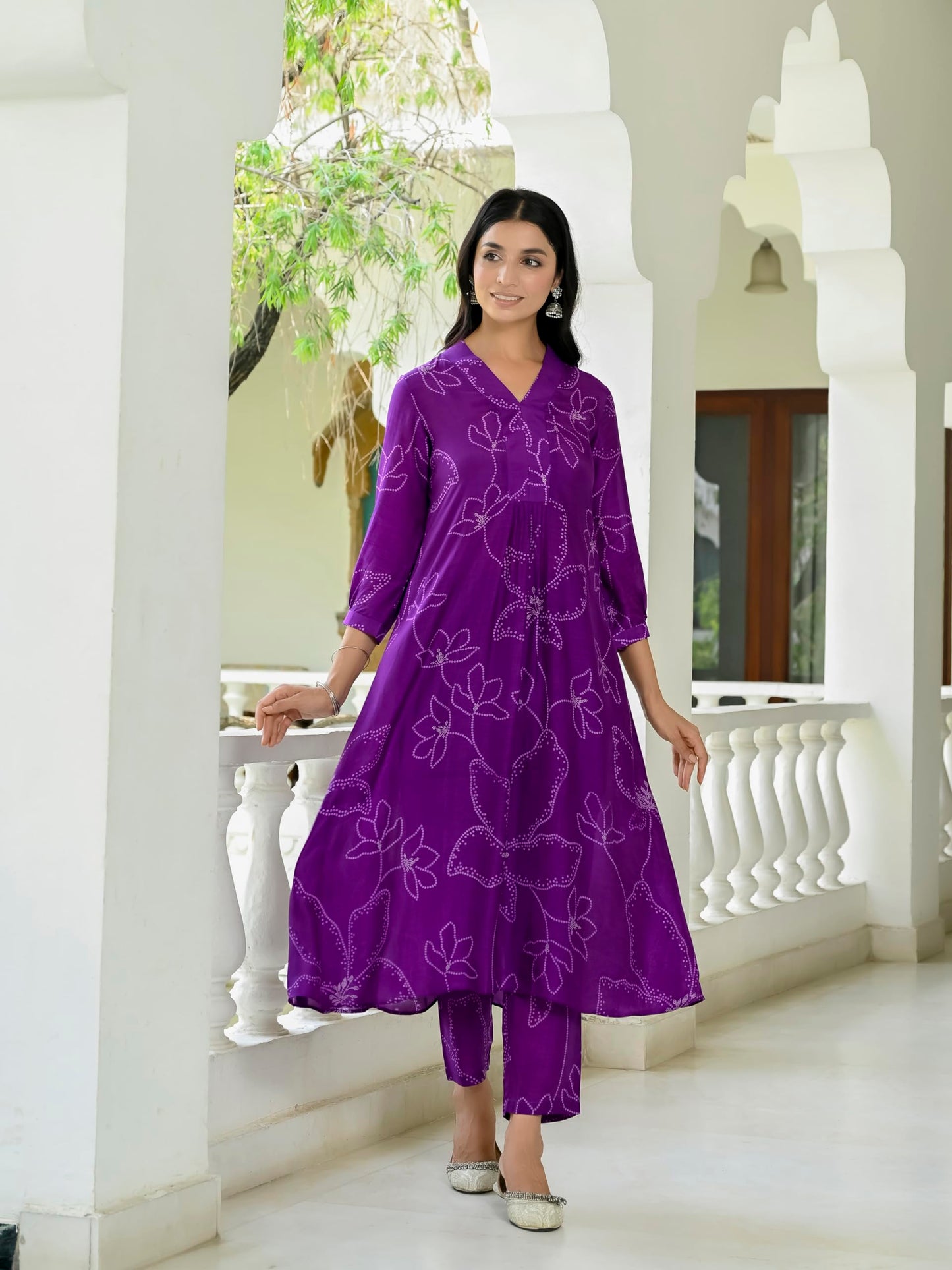 ANNI DESIGNER Women's Rayon Blend A-Line Printed Kurta & Pant