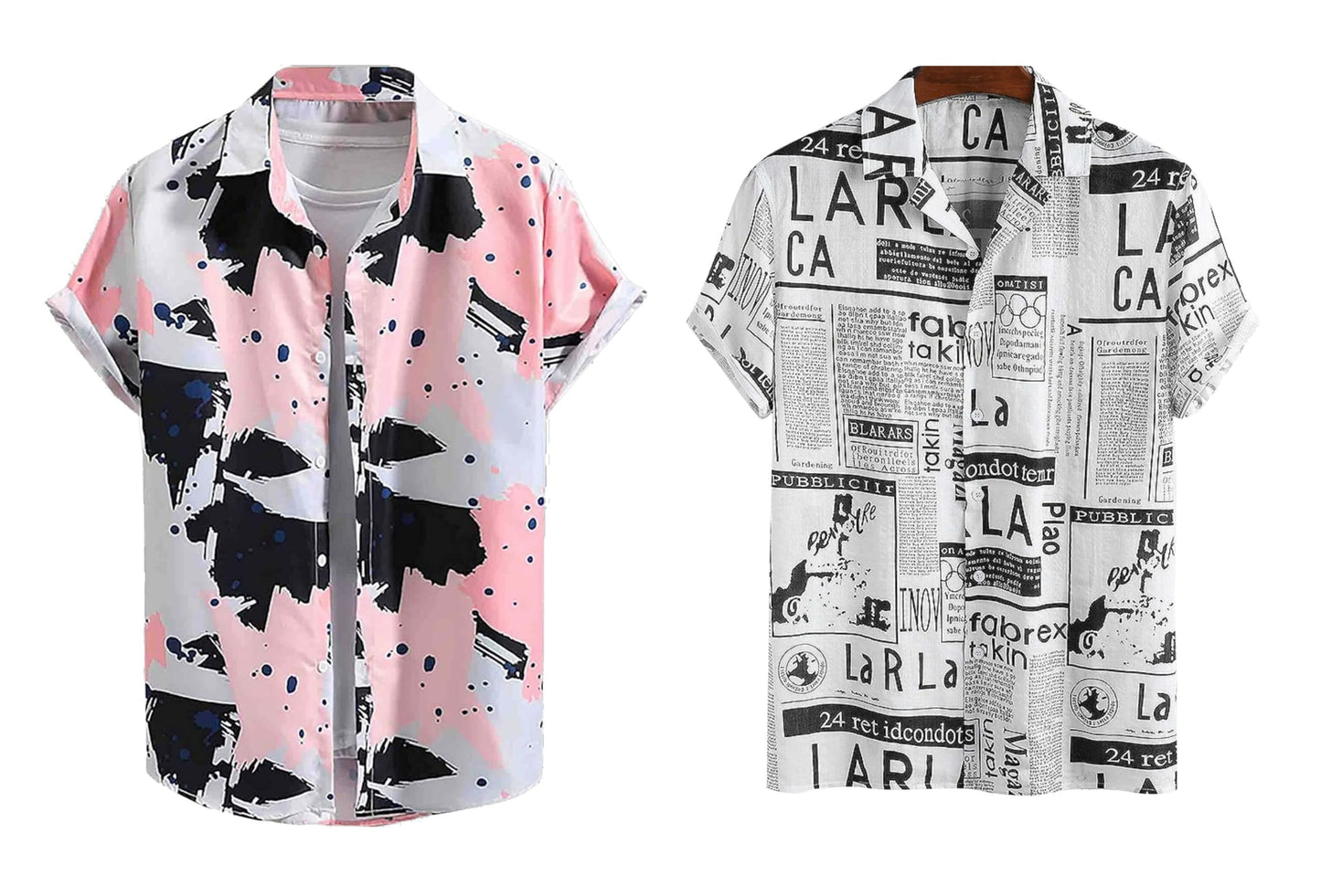 Rebelify Half Sleeve Printed Shirts For Men Regular Fit Printed Spread Collar Casual Shirt Lycra Fabric With Combo Shirt (Pack O