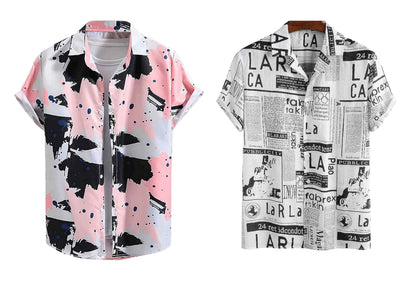 Rebelify Half Sleeve Printed Shirts For Men Regular Fit Printed Spread Collar Casual Shirt Lycra Fabric With Combo Shirt (Pack O
