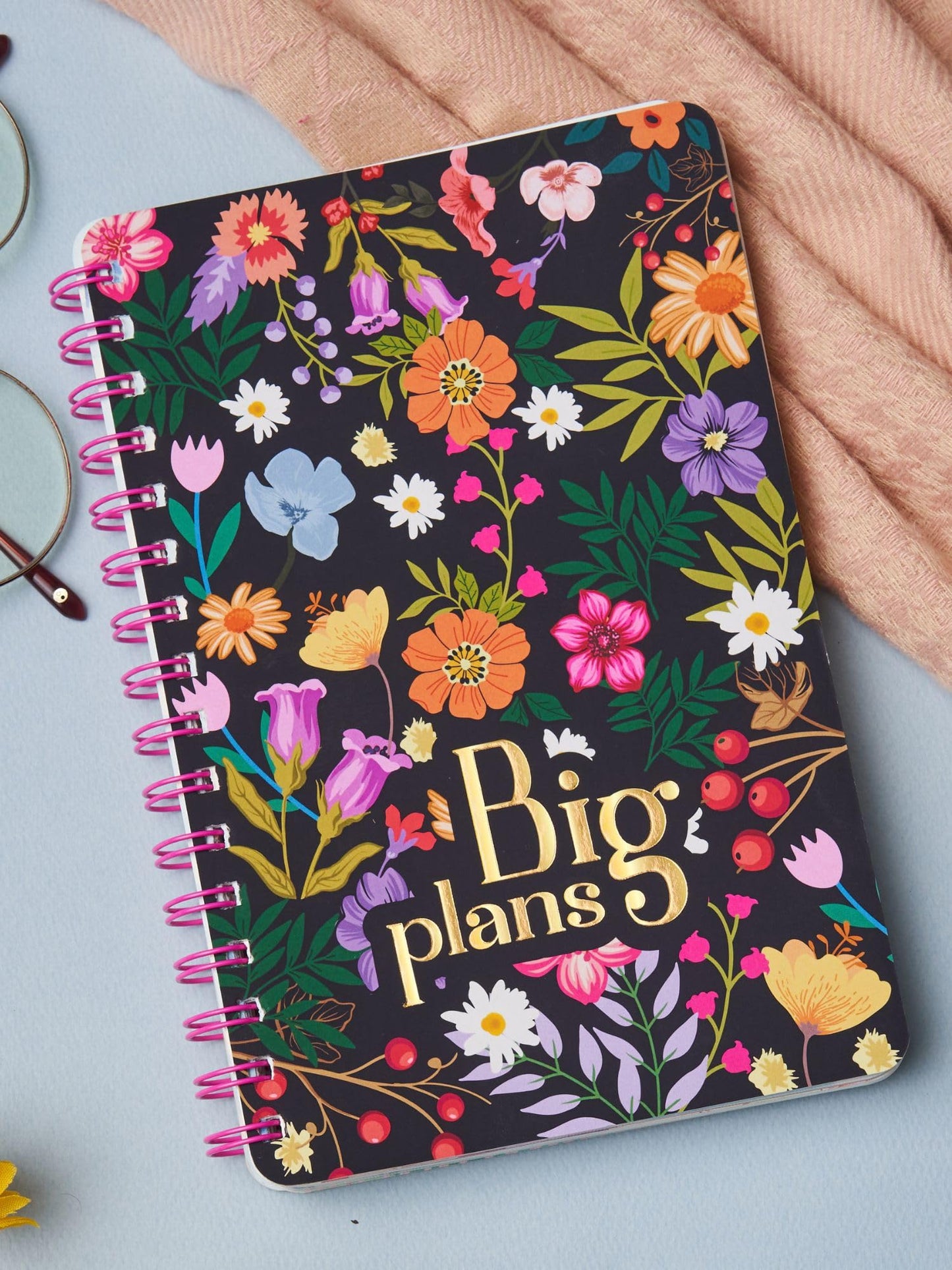 Doodle | The Happiness 2024 Wiro Bound Planner with 100+ Stickers | A5 | Hard Bound | Undated | Yearly, Monthly, Daily Planner D