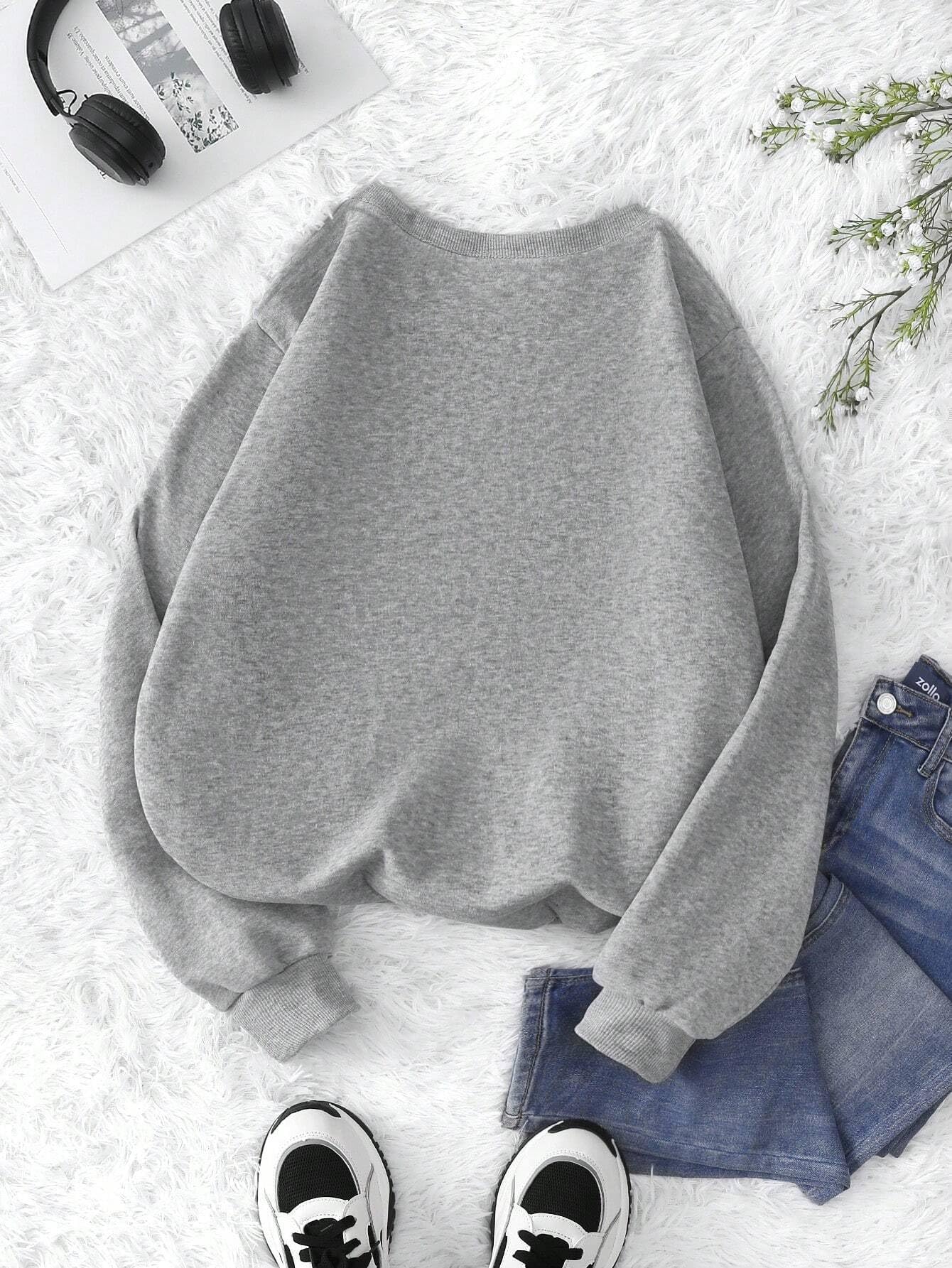 TAGAS Womens Fleece Regular Fit Pullover Round Neck Sweatshirt || Winter Wear (WSS-1) Grey