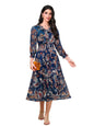 Toochki Navy Blue Georgette Paisley Print Fit & Flared Kurti Kurta Dress For Women A Line Suitable In Summer Latest Trendy Styli