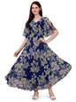Trillmixa WomenS Georgette Floral Maxi-Length Dress(T_Flower) Blue