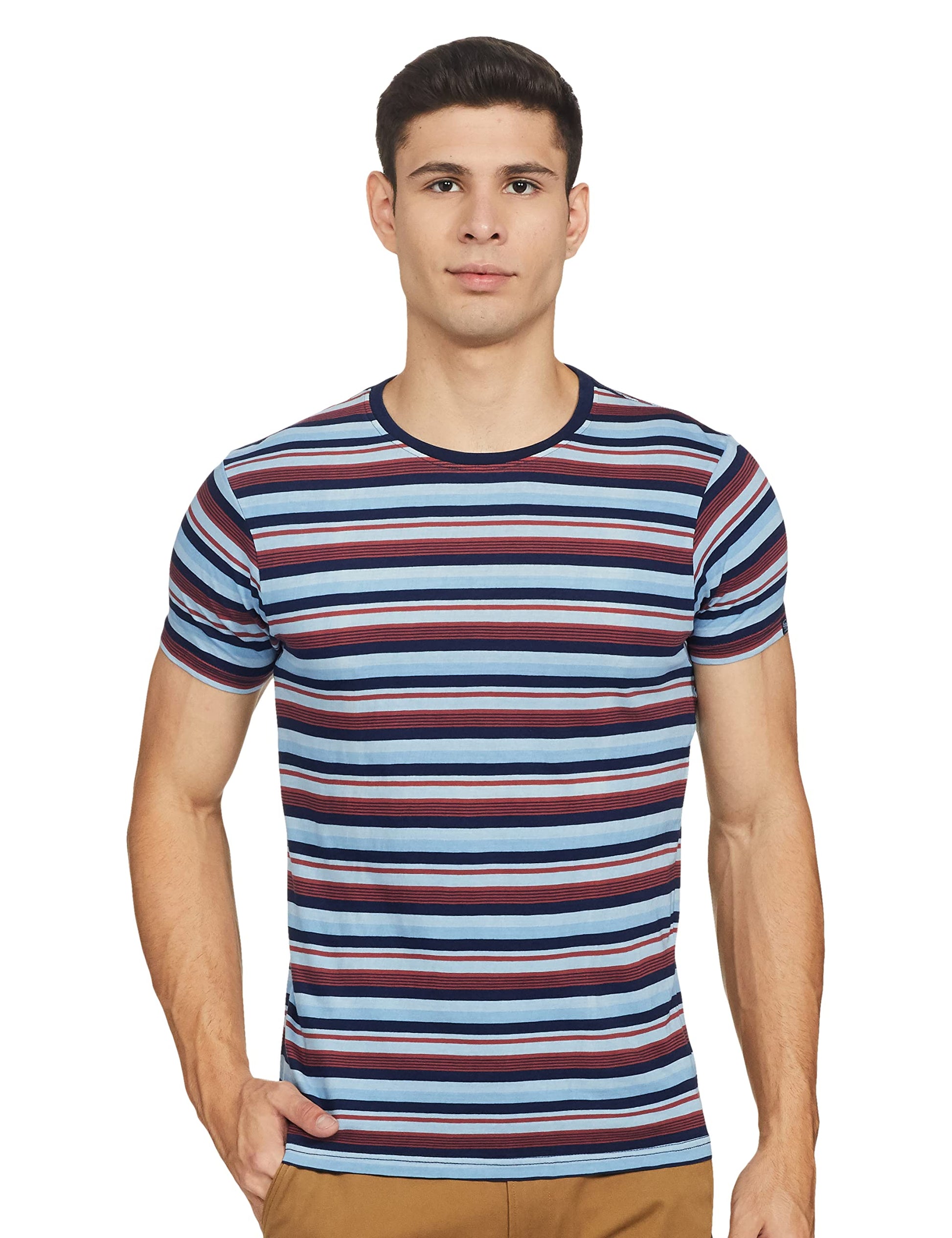 Pepe Jeans MenS Striped Slim T-Shirt (Pm507428_Indigo Navy Blue)