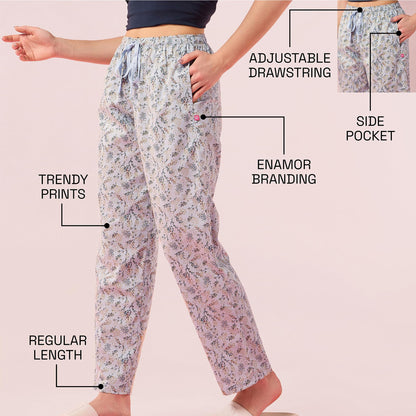 Enamor E7A1 Combed Cotton Printed Mid-Rise Relaxed Fit Hangout Shorts