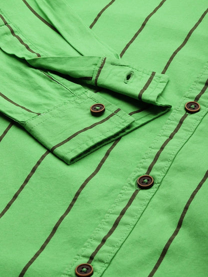The Indian Garage Co Men Green Printed Slim Fit Cotton Casual Shirt