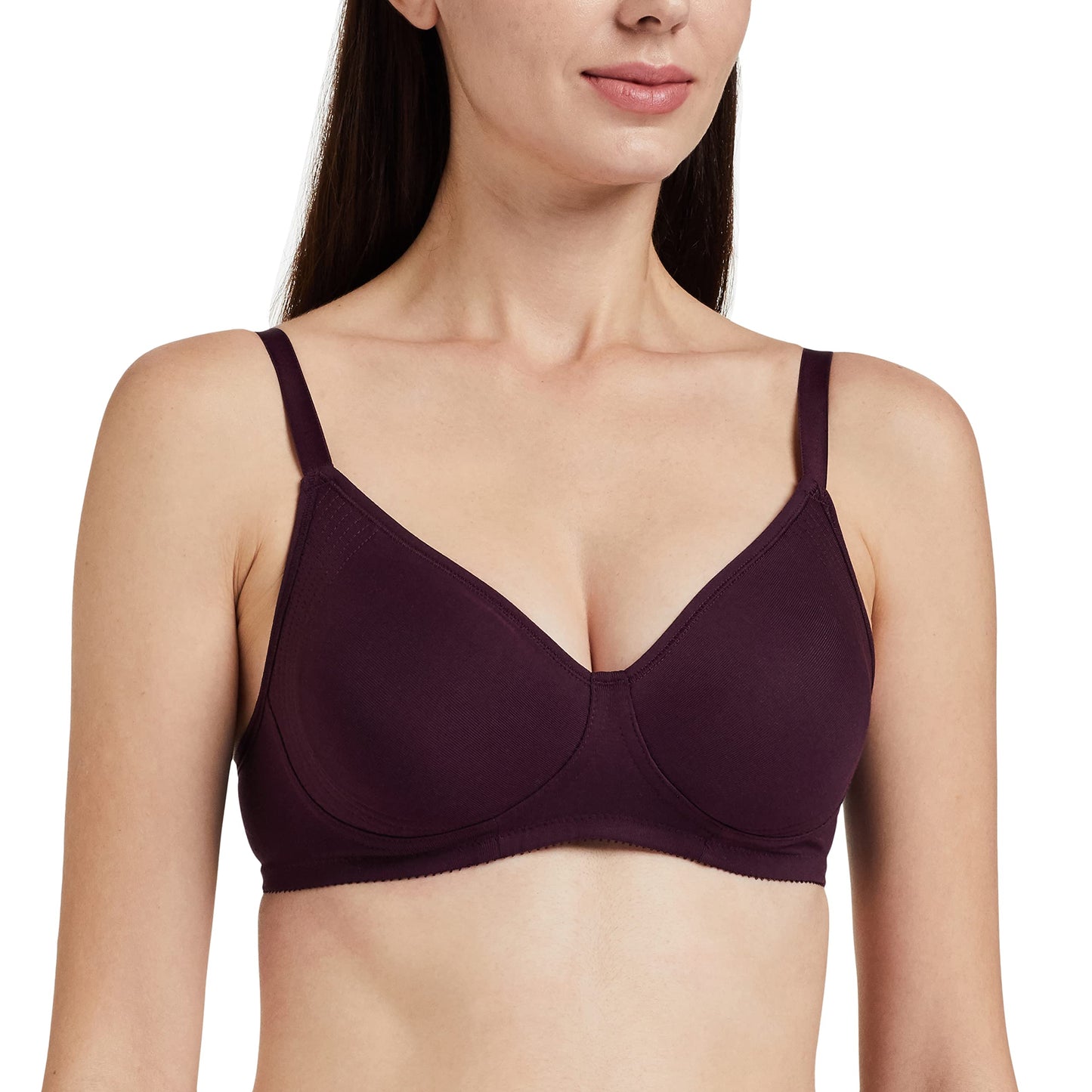 Enamor A042 Side Support Shaper Supima Cotton Everyday Bra - Non-Padded, Wirefree & High Coverage Purple