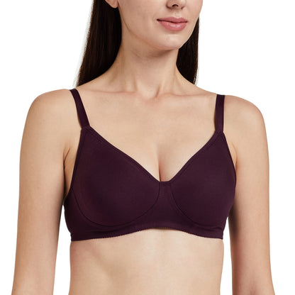 Enamor A042 Side Support Shaper Supima Cotton Everyday Bra - Non-Padded, Wirefree & High Coverage Purple