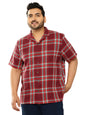 Thomas Scott Men | Short Sleeves | Regular Fit Plus Size | Windowpane Checks | 100% Cotton | Cuban Collar | Casual Shirt(TS1728_