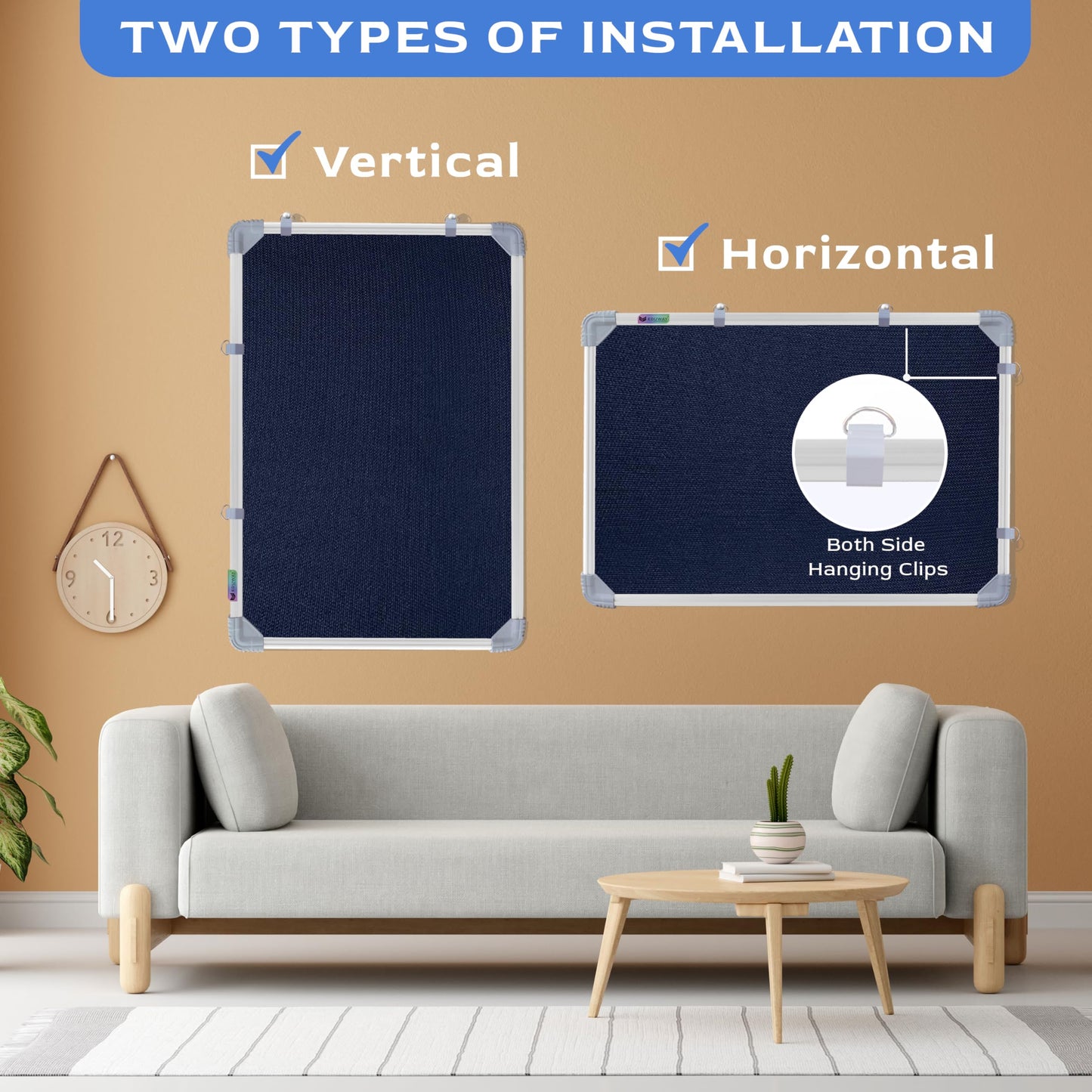 Eduway 2X3 Feet Small Pin Up Board/Notice Board/Bulletin Board/Soft Board/Display Board With High Resilience Foam Fabric For Sch