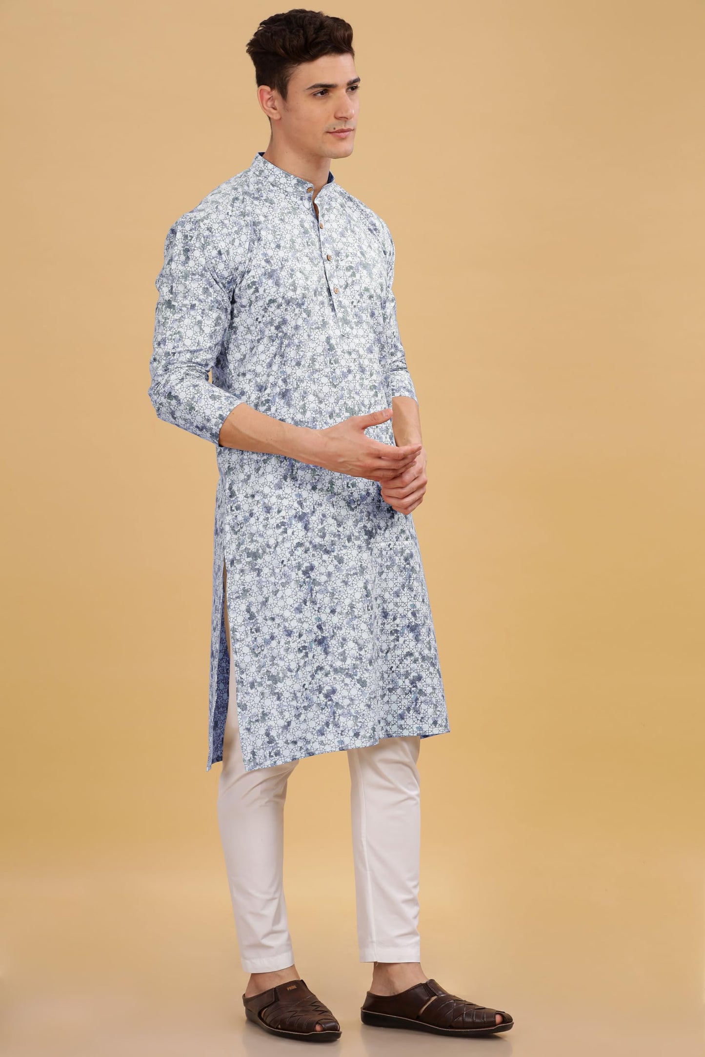 Be Active MenS Traditional Printed Full Sleeves Kurta || Cotton Kurta For Men || Men Kurta For Wedding || Kurta For Men (C-Rf00