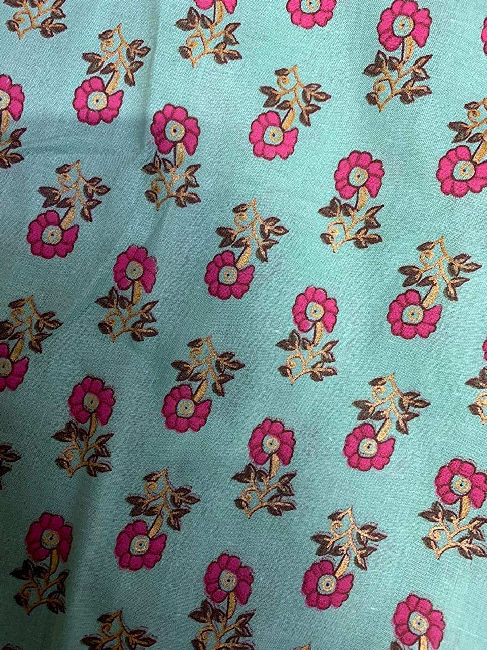 Gosriki WomenS Green & Pink Floral Printed Kurta With Trousers