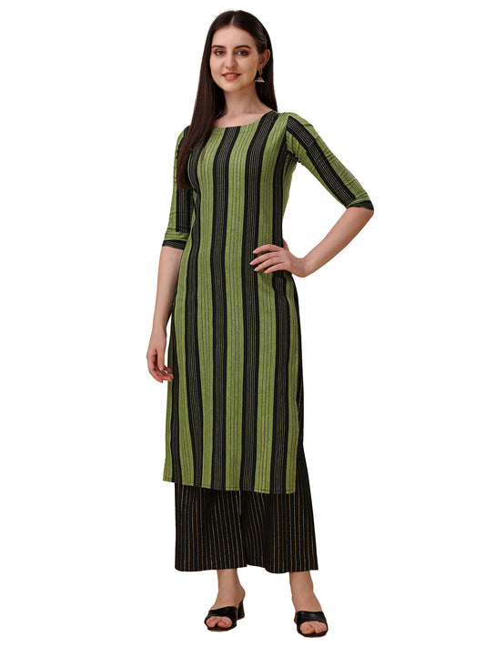 Wedani Women's Cotton Round Neck Casual wear Straight Kurta with Palazzo (SKRT512)