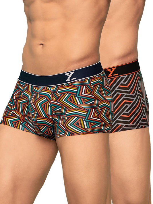 XYXX Mens Cotton Striped (Pack of 2) CR16_Trunk_01_2_3_Yellow Black Stripes