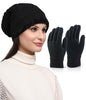 Weavers Villa Set of Snow Proof Inside Fur Acro Wool Unisex Beanie Cap Knit Hat Thick Fleece Lined Winter Cap and Gloves for Men