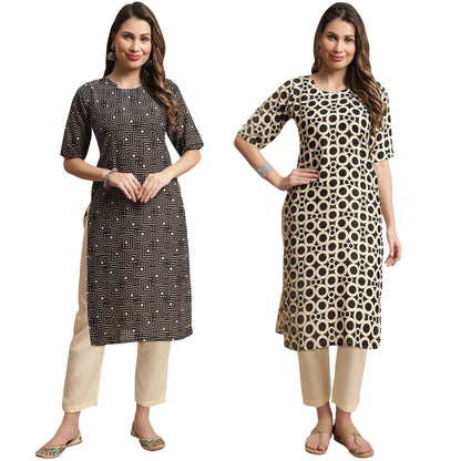 Tee Projekt Printed Crepe Kurti & Pant Set For Women Festival Wear Stylish Kurta Set