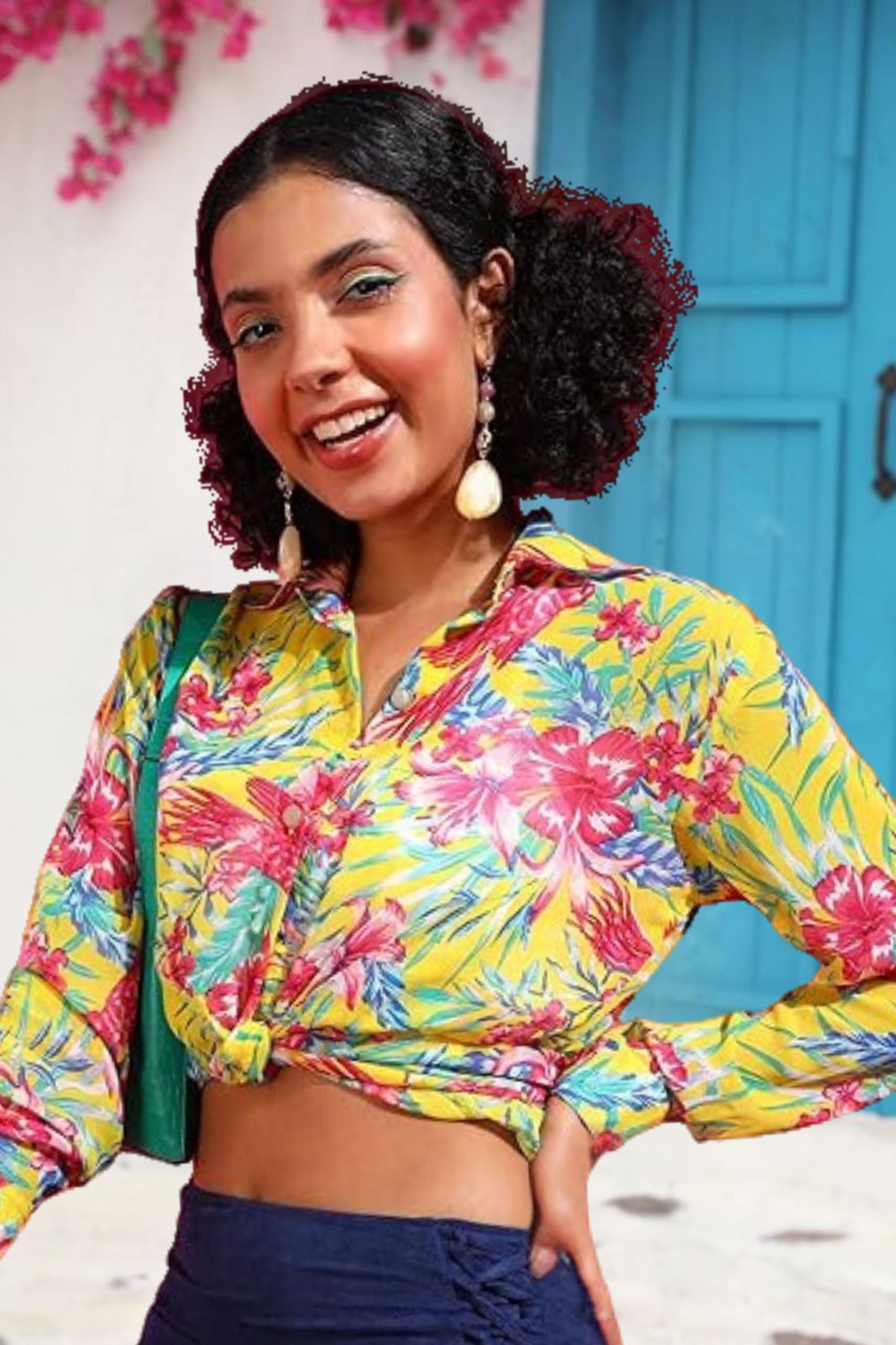 POPWINGS Printed Full-Sleeves Regular-Fit Polyester Printed Shirt for Women Stylish Western Casual Wear