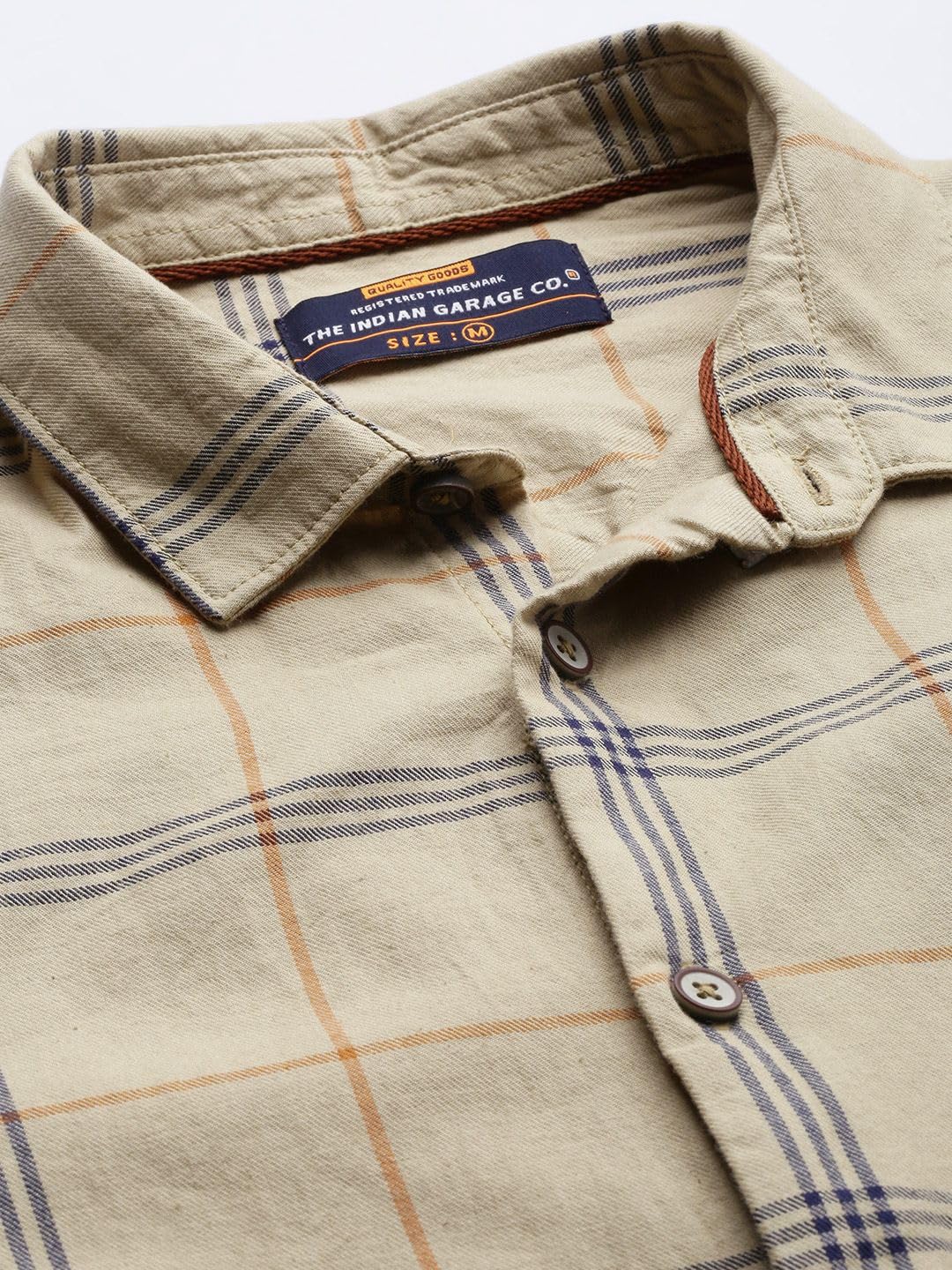 The Indian Garage Co Yellow Regular Fit Spread Collar Checkered Long Sleeves Shirt