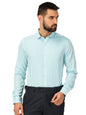 Thomas Scott 100% Cotton Strpes Slim Fit Formal Shirts for Mens Aqua