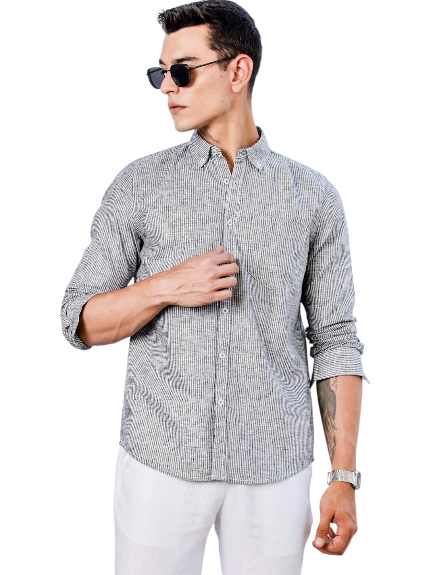 Thomas Scott Slim Fit | Button Down Collar | American Style Pocket | Long Sleeve | Shirts for Men (Available in Plus Size) Black