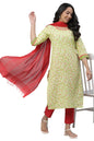 Aurelia Green Leaf Print Cotton Regular Kurta For Women