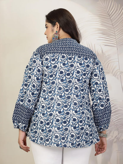 Stylum Womens Plus Size Floral Printed Cotton Top