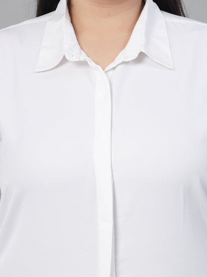 Style Quotient Plus Women White Solid Formal Shirt