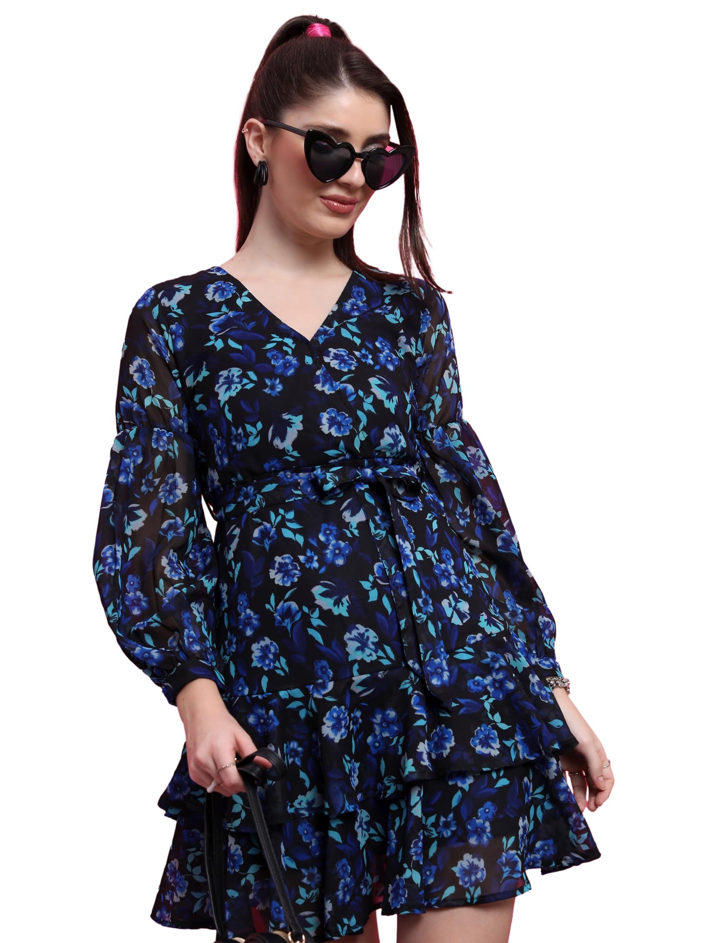 Ketch WomenS Polyester Wrap Mini Dress (Khj6000299_Blue