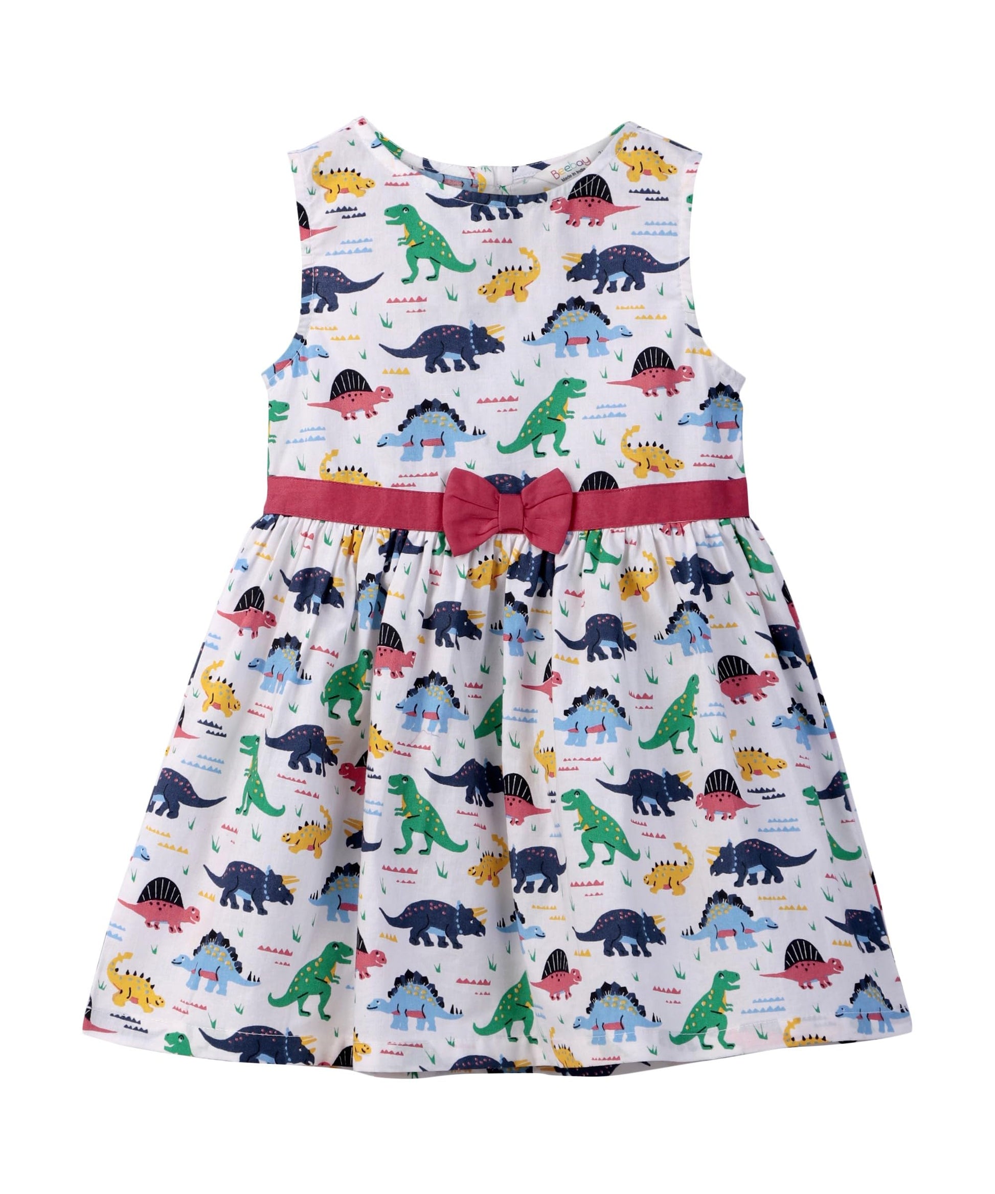 Dino print bow detail dress Multi