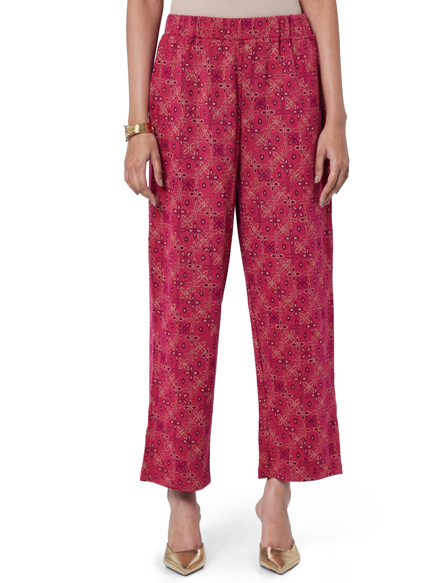 Aurelia Pink Printed Winter Narrow Palazzo (Size: 2XL)-24NOA60330-704457