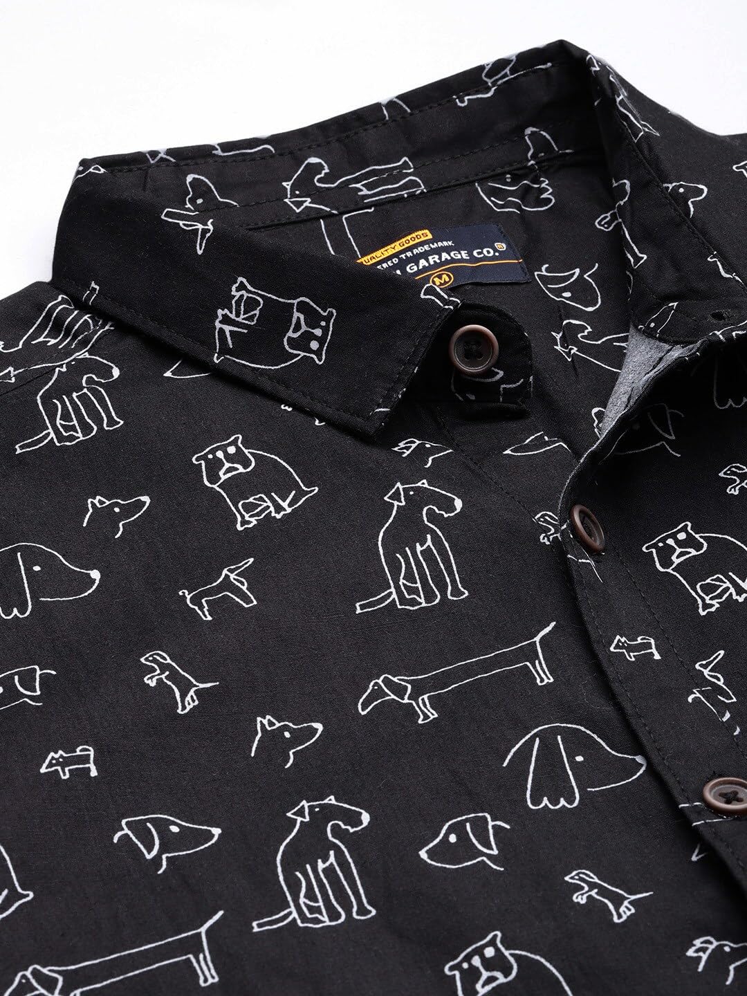 The Indian Garage Co Men Black Printed Slim Fit Cotton Casual Shirt