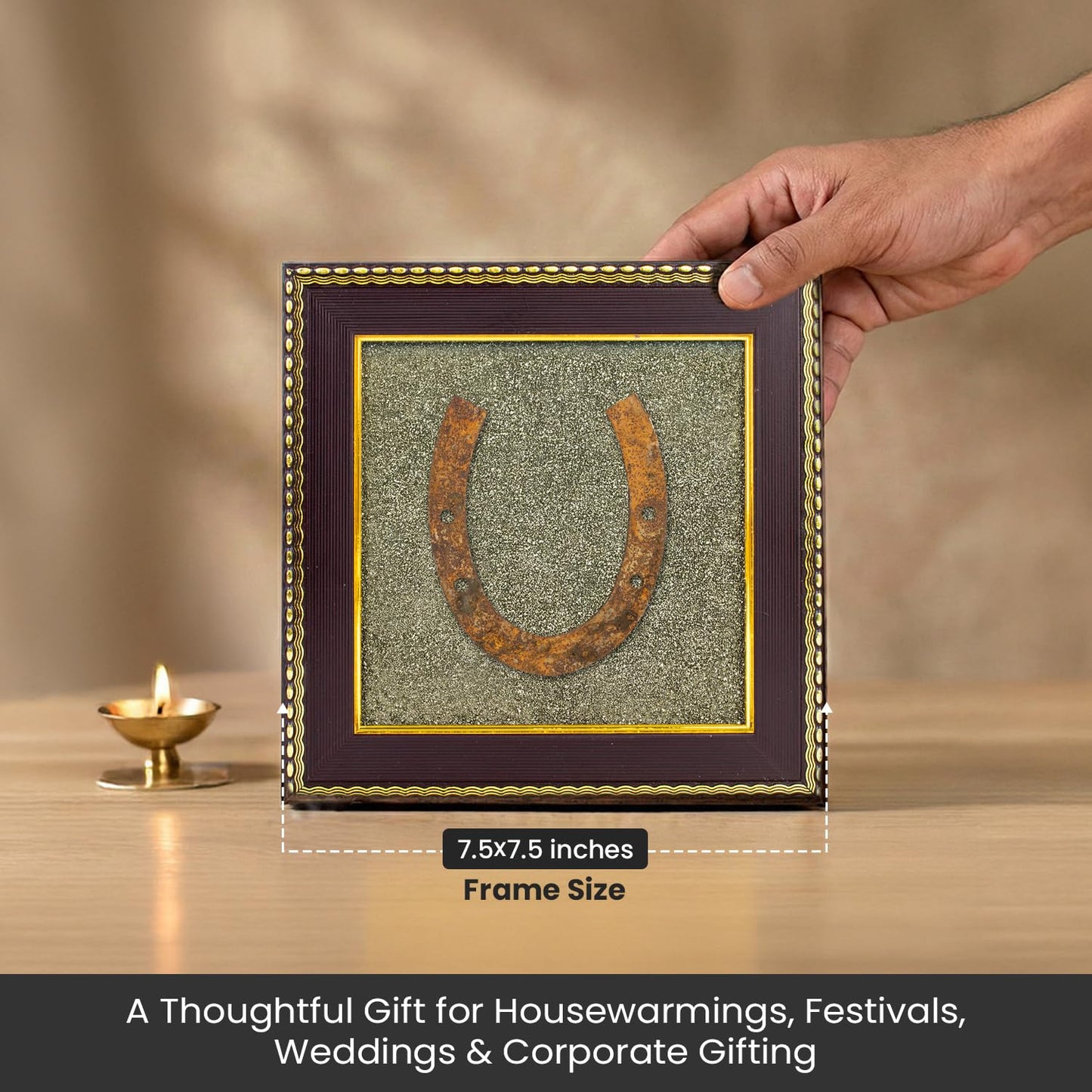 Astrotalk Ghode Ki Naal on Raw Pyrite Frame | Vastu Decorative Item for Home & Office | Attracts Wealth, Luck & Prosperity | Home Decor & Wall Decor Items for Living Room | Gift for Man & Woman