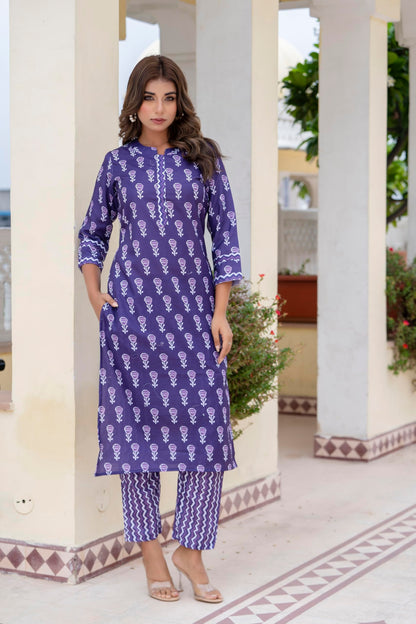 Yashika Regular Printed Cotton Blend Straight Kurta Pant Set-Elegant Ethnic Wear Ensemble Modern Women, Perfect for Any Occasion