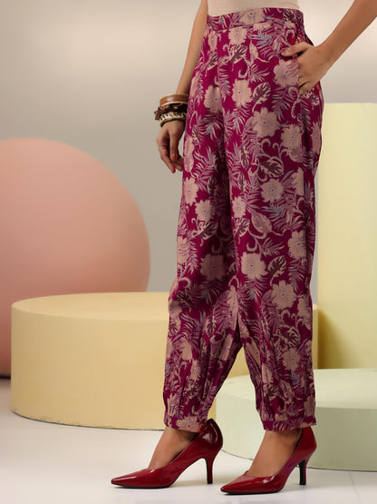 Libas WomenS Printed Co-Ords (27800_Maroon