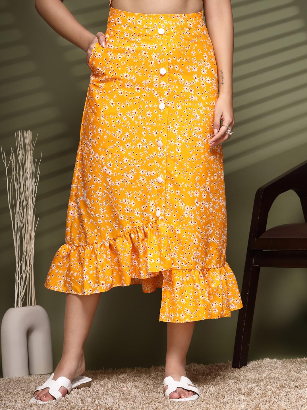 OOMPH! Long Skirts for Women Orange - msk200