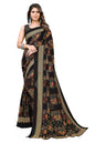Yashika Womens Trendy Printed Georgette Black Color Saree with Blouse Material(RAMBHA BLACK)