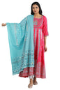 Aurelia Womens Printed Cotton Blend Dupatta (20AUA80002-502484-Blue-One Size_Blue_Free Size)
