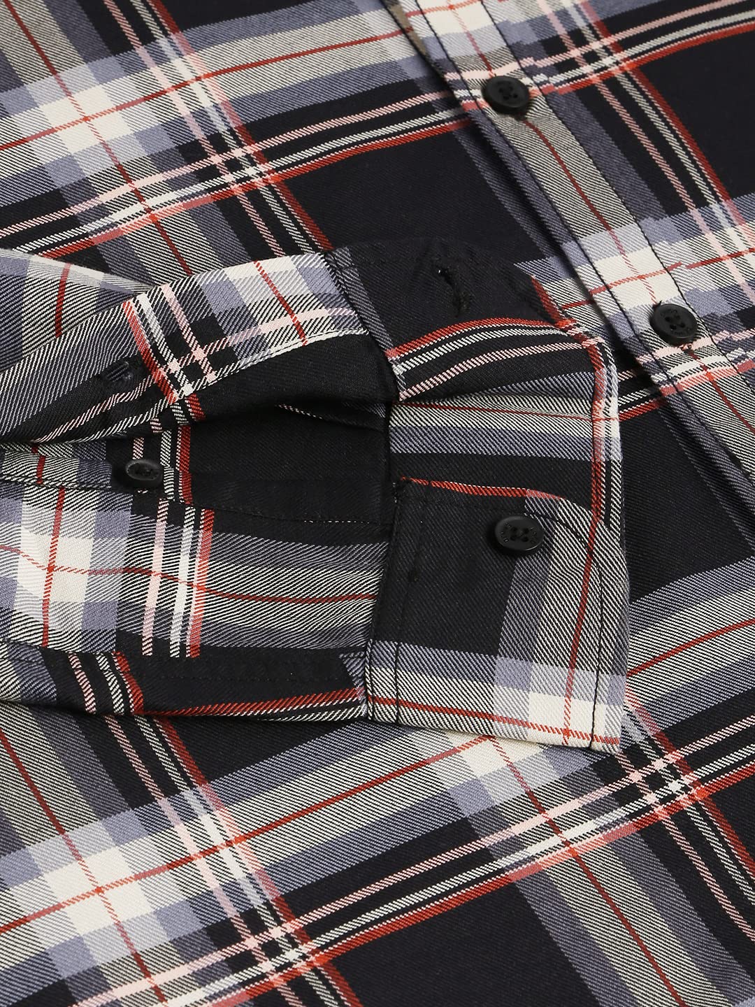 Dennis Lingo MenS Cotton Tartan Plaid Checkered Slim Fit Casual Shirt, Full Sleeve Shirt For Formal & Casual Wear (C4113_Black,
