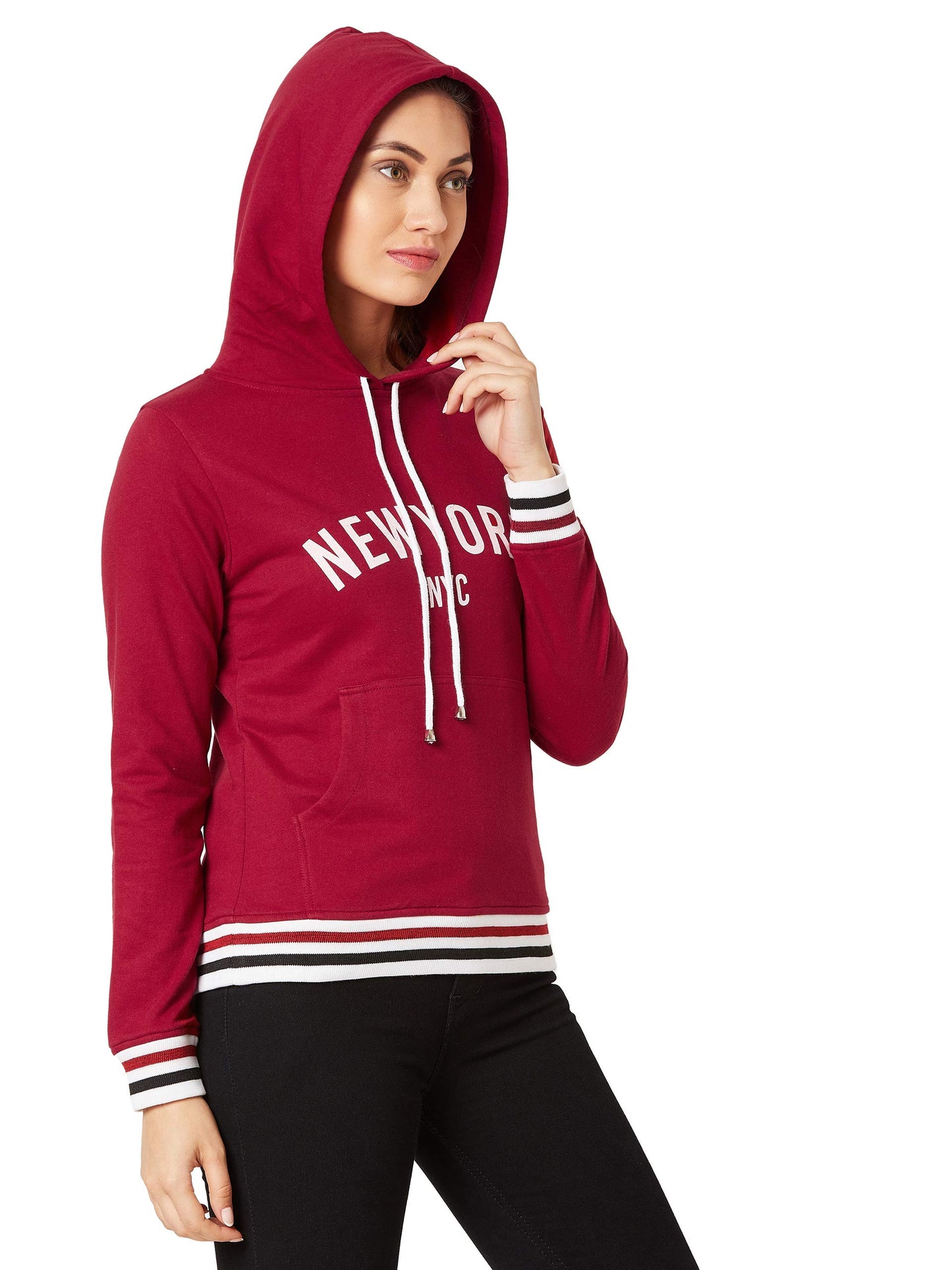 Miss Chase WomenS Maroon Hooded Printed Sweatshirt(Mcaw19Swt01-90-143-03,Maroon,Small)