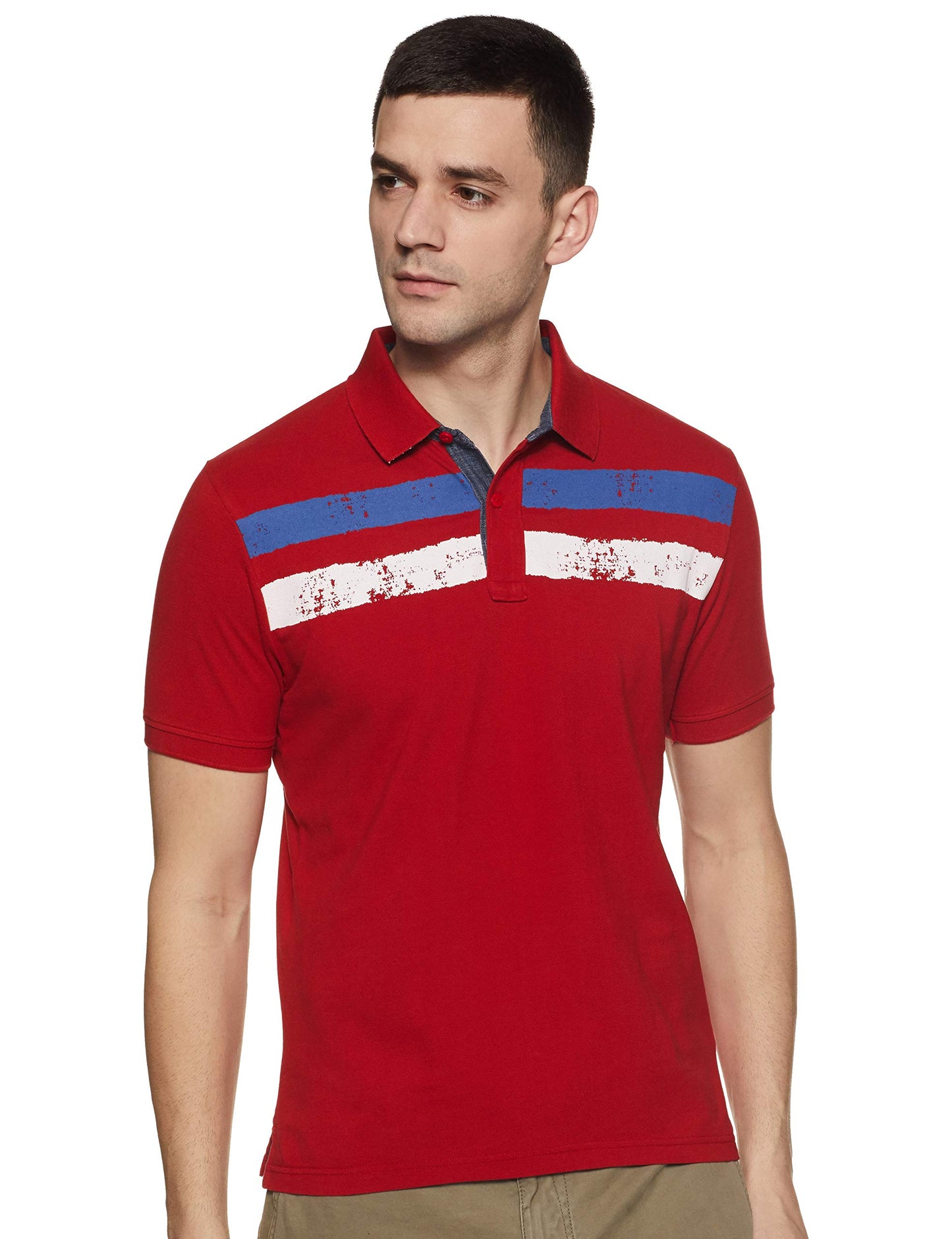 Pepe Jeans MenS Striped Regular Fit Polo (Pm541447_Red M)