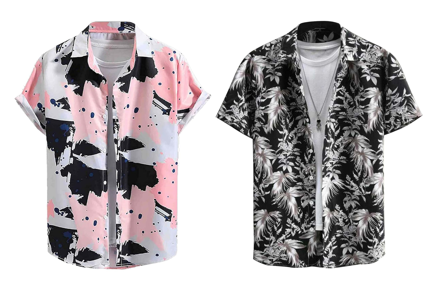 Rebelify Half Sleeve Printed Shirts For Men Regular Fit Printed Spread Collar Casual Shirt Lycra Fabric With Combo Shirt (Pack O