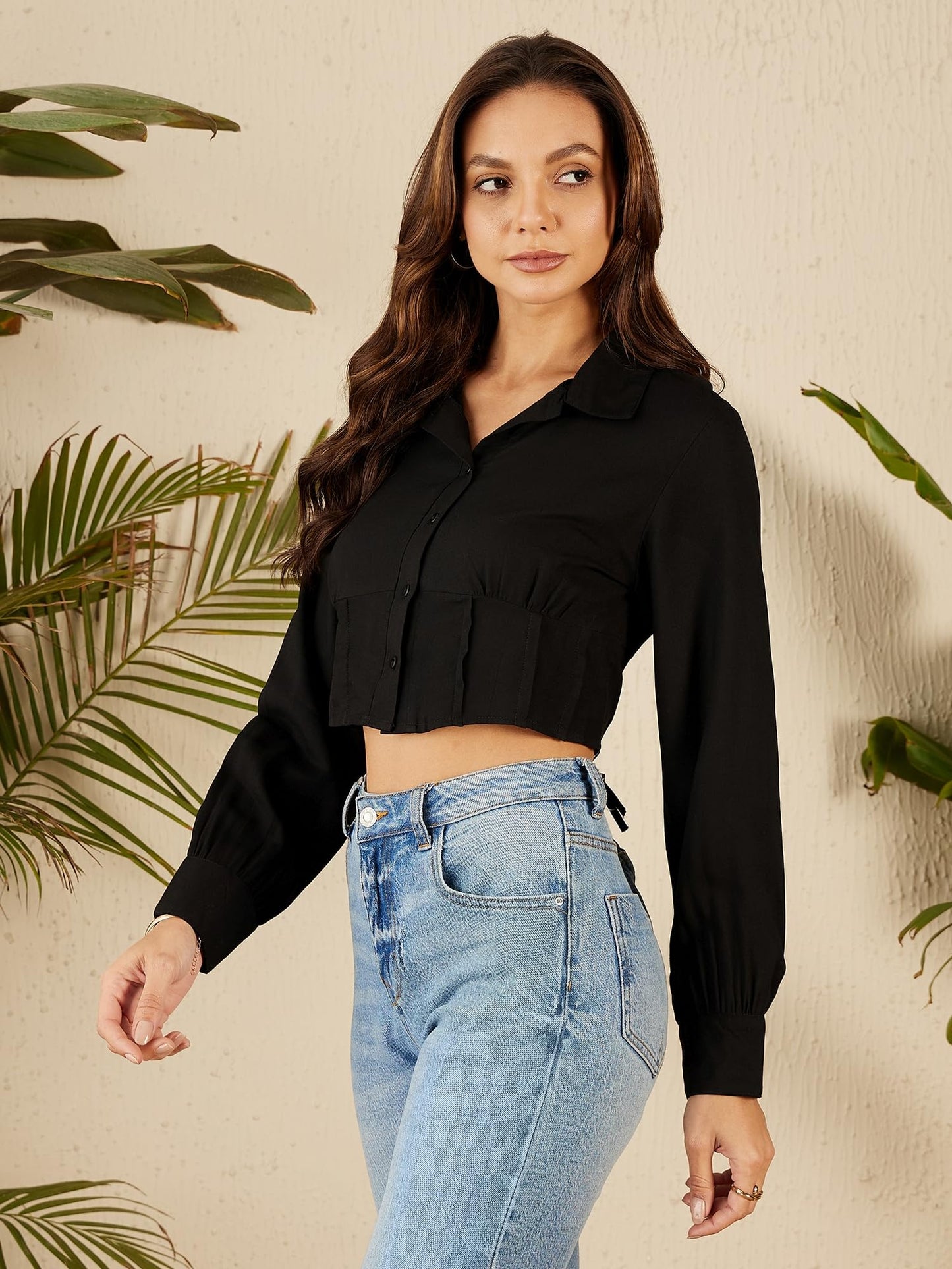 RARE Womens Solid Regular Fit Shirt (EP8089A_Black