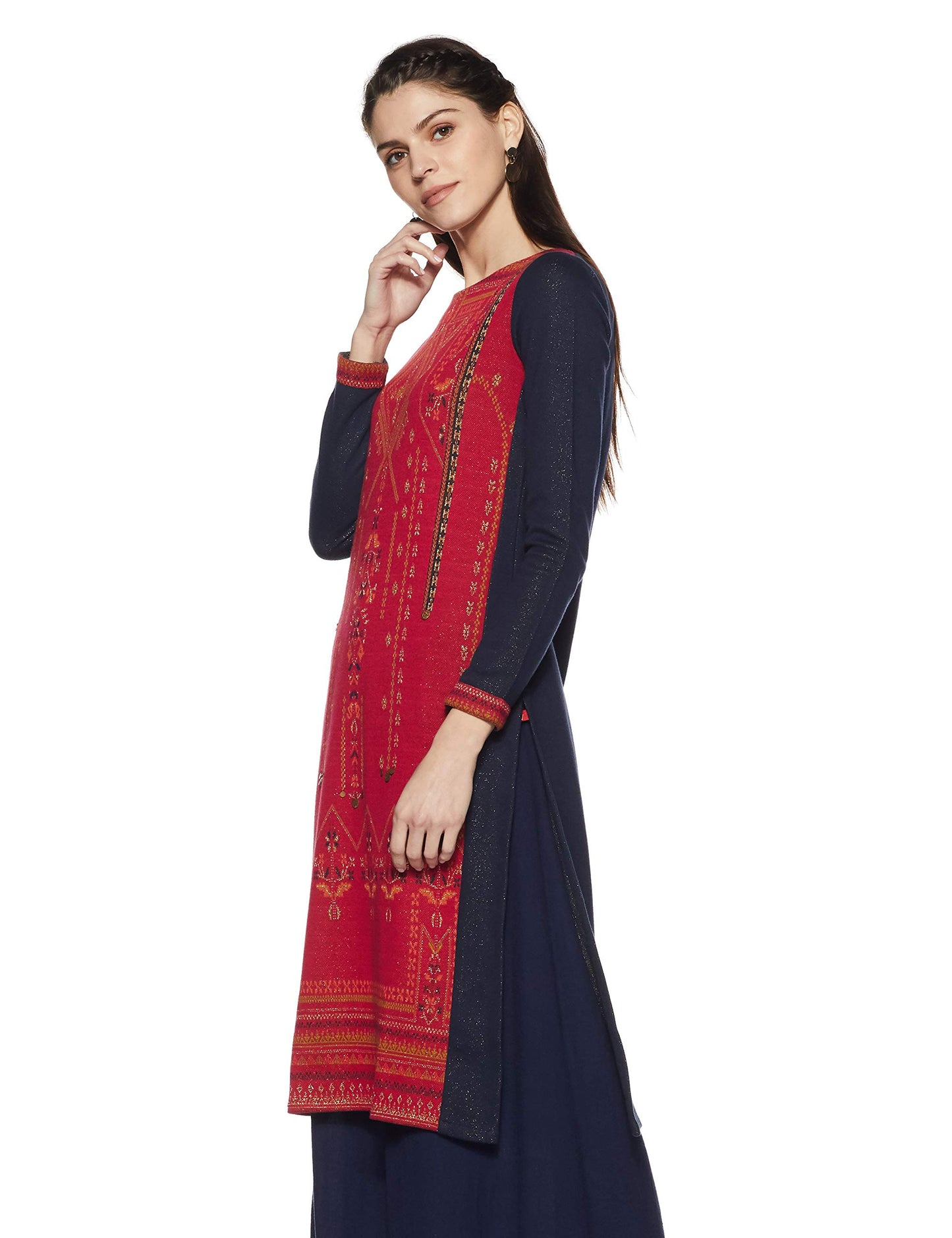W for Woman Women's Cotton Straight Winter Kurta